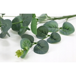 GAŁĄZKA sztuczne liście EUKALIPTUSA cieniowane zielone 5x łodyżek, dł. 58cm