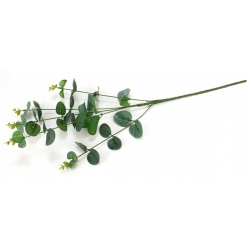 GAŁĄZKA sztuczne liście EUKALIPTUSA cieniowane zielone 5x łodyżek, dł. 58cm
