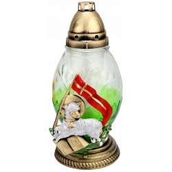 ZNICZ na Wielkanoc średnie JAJO z BARANKIEM ZIELONE szkło 50h