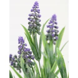 Bukiet wiosna SZAFIRKI sztuczne 7x fioletowych kwiatów z listkami Wys. 32cm