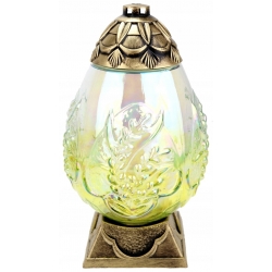 DUŻY ZNICZ wielkanocny JAJO ŻÓŁTE tęczowe szkło 75h palenia