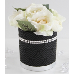BUKIET Flower Box czarno srebrny RÓŻE i PEŁNIKI - nr 40