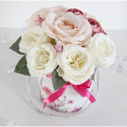 BUKIET Flower Box FLAMINGI kobiecy Peonie Róże - nr 38