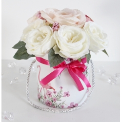BUKIET Flower Box FLAMINGI kobiecy Peonie Róże - nr 38