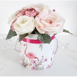 BUKIET Flower Box FLAMINGI kobiecy Peonie Róże - nr 38