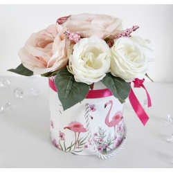 BUKIET Flower Box FLAMINGI kobiecy Peonie Róże - nr 38