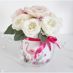 BUKIET Flower Box FLAMINGI kobiecy Peonie Róże - nr 38