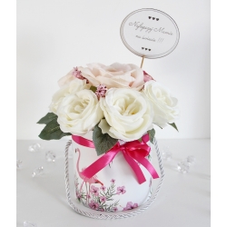 BUKIET Flower Box FLAMINGI kobiecy Peonie Róże - nr 38