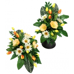 Wiązanka STROIK nagrobny komplet wiosna lato Tulipany Jeżówki Anemony nr 504L