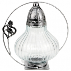 ZNICZ LAMPION OTOK szklano-metalowy SREBRNY