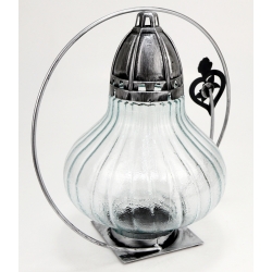 ZNICZ LAMPION OTOK szklano-metalowy SREBRNY
