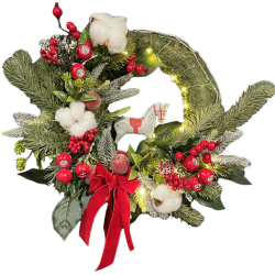 WIANEK ŚWIĄTECZNY MECH NA DRZWI z lampkami LED Konikiem na biegunach Typ 1