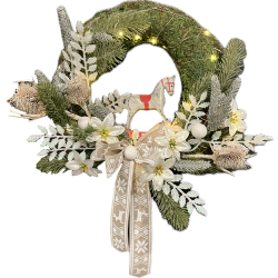 WIANEK ŚWIĄTECZNY MECH NA DRZWI z lampkami LED Konikiem na biegunach Typ 2