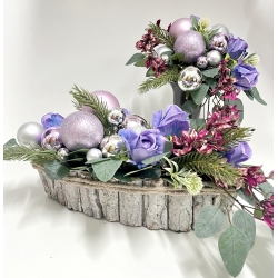 Komplet wiązanka i bukiet BOŻONARODZENIOWY PREMIUM odc. FIOLET z bombkami