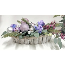 Komplet wiązanka i bukiet BOŻONARODZENIOWY PREMIUM odc. FIOLET z bombkami