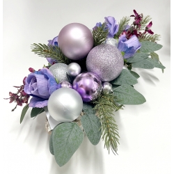 Komplet wiązanka i bukiet BOŻONARODZENIOWY PREMIUM odc. FIOLET z bombkami