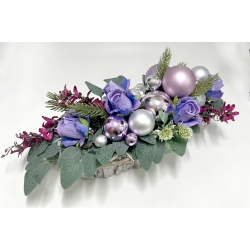 Komplet wiązanka i bukiet BOŻONARODZENIOWY PREMIUM odc. FIOLET z bombkami