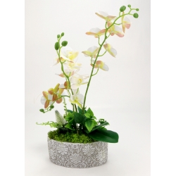 Kompozycja BIAŁY SZTUCZNY GUMOWY STORCZYK w betonowej osłonce z chrobotkiem ST-13