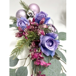 Komplet wiązanka i bukiet BOŻONARODZENIOWY PREMIUM odc. FIOLET z bombkami