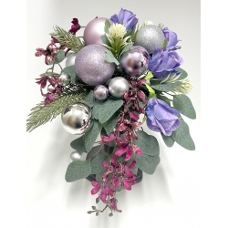 Komplet wiązanka i bukiet BOŻONARODZENIOWY PREMIUM odc. FIOLET z bombkami