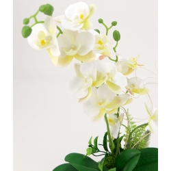 Kompozycja BIAŁY SZTUCZNY GUMOWY STORCZYK w betonowej osłonce z chrobotkiem ST-13