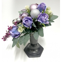 Komplet wiązanka i bukiet BOŻONARODZENIOWY PREMIUM odc. FIOLET z bombkami