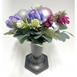 Komplet wiązanka i bukiet BOŻONARODZENIOWY PREMIUM odc. FIOLET z bombkami
