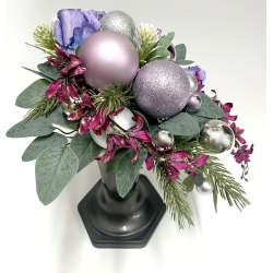 Komplet wiązanka i bukiet BOŻONARODZENIOWY PREMIUM odc. FIOLET z bombkami