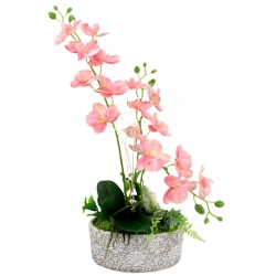 Kompozycja BIAŁY SZTUCZNY GUMOWY STORCZYK w betonowej osłonce z chrobotkiem