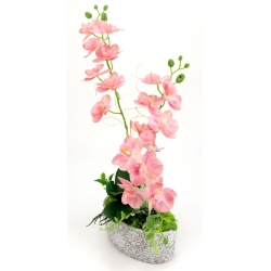 Kompozycja BIAŁY SZTUCZNY GUMOWY STORCZYK w betonowej osłonce z chrobotkiem