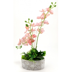 Kompozycja BIAŁY SZTUCZNY GUMOWY STORCZYK w betonowej osłonce z chrobotkiem