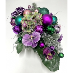 Komplet wiązanka i bukiet BOŻONARODZENIOWY PREMIUM odc. FIOLET z bombkami