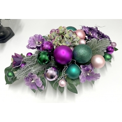 Komplet wiązanka i bukiet BOŻONARODZENIOWY PREMIUM odc. FIOLET z bombkami