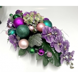 Komplet wiązanka i bukiet BOŻONARODZENIOWY PREMIUM odc. FIOLET z bombkami