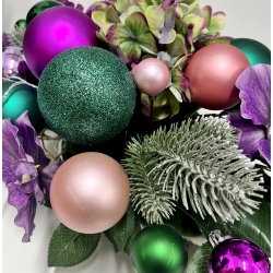 Komplet wiązanka i bukiet BOŻONARODZENIOWY PREMIUM odc. FIOLET z bombkami