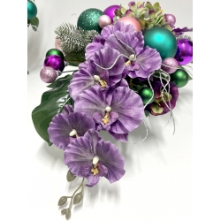 Komplet wiązanka i bukiet BOŻONARODZENIOWY PREMIUM odc. FIOLET z bombkami