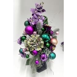 Komplet wiązanka i bukiet BOŻONARODZENIOWY PREMIUM odc. FIOLET z bombkami