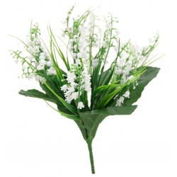 Bukiet KONWALIE sztuczne z liśćmi JAK NATURALNE 9x łodyżek wys. 30cm