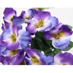 Bukiet BRATKI FIOLETOWE sztuczne satynowe z listkami 14x kwiatków Wys.24cm