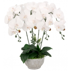 Kompozycja BIAŁE satynowe STORCZYKI LUX w betonowej osłonce Wys. ~56cm