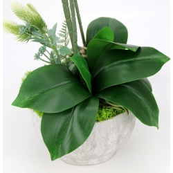 Kompozycja BIAŁE satynowe STORCZYKI LUX w betonowej osłonce Wys. ~56cm