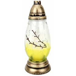 ZNICZ na Wielkanoc JAJO grube ŻÓŁTE szkło od dołu, malowane BAZIE, Wkład50h