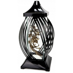 ZNICZ DUŻY LAMPION WSTĘGA piękny efekt świecenia ZŁOTA LILIA wys. 40cm