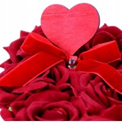 Bukiet SERCE na WALENTYNKI z 6x różami welur i słodyczami PREMIUM 3