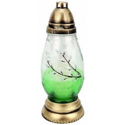 ZNICZ na Wielkanoc JAJO grube ZIELONE szkło od dołu, malowane BAZIE, Wkład50h