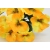 Bukiet BRATKI ŻÓŁTE sztuczne satynowe z listkami 14x kwiatków Wys.24cm