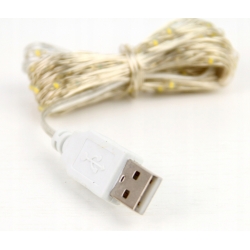 LAMPKI na DRUCIKU 100 LED na USB dł. 10m B. CIEPŁE