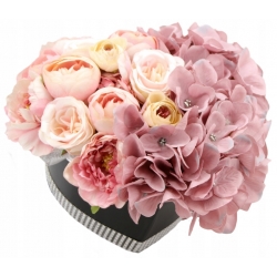 Bukiet LUX czarny Flower Box MIX różowych kwiatów