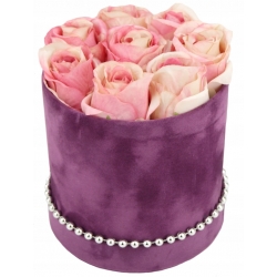 Bukiet w welurowym pudełku RÓŻOWE RÓŻE premium