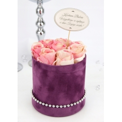 Bukiet w welurowym pudełku RÓŻOWE RÓŻE premium